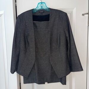Dark Gray Blazer & Skirt Set